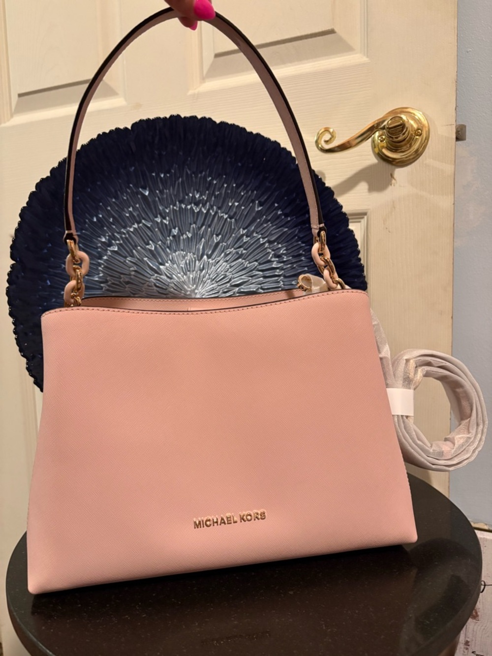 Michael Kors New Blush Pink Saffiano Leather Shoulder Bag w/ Crossbody Strap